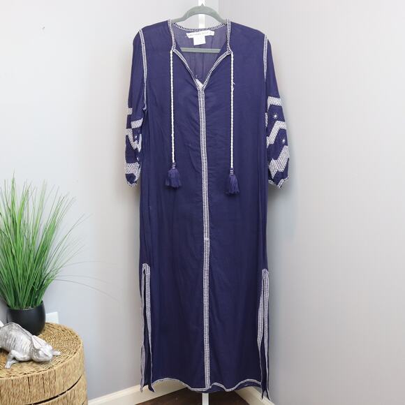 Gretchen Scott Navy Embroidered Tunic Dress Size M - Picture 1 of 3